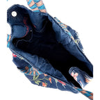 Johnny Was Evangeline Floral Tote Bag Denim Blue Dual Strap Purse Handbag New