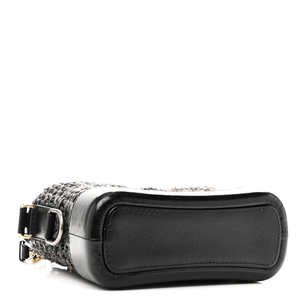 Tweed Calfskin Small Gabrielle Hobo Black