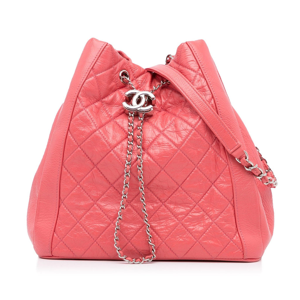 Chanel CC Lambskin/Calfskin Drawstring Bucket Bag