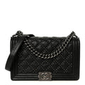 Crumpled Lambskin New Medium Studded Boy Flap Black