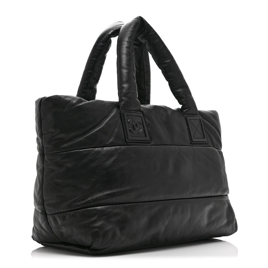 Lambskin Quilted Medium Coco Cocoon Reversible Tote Black