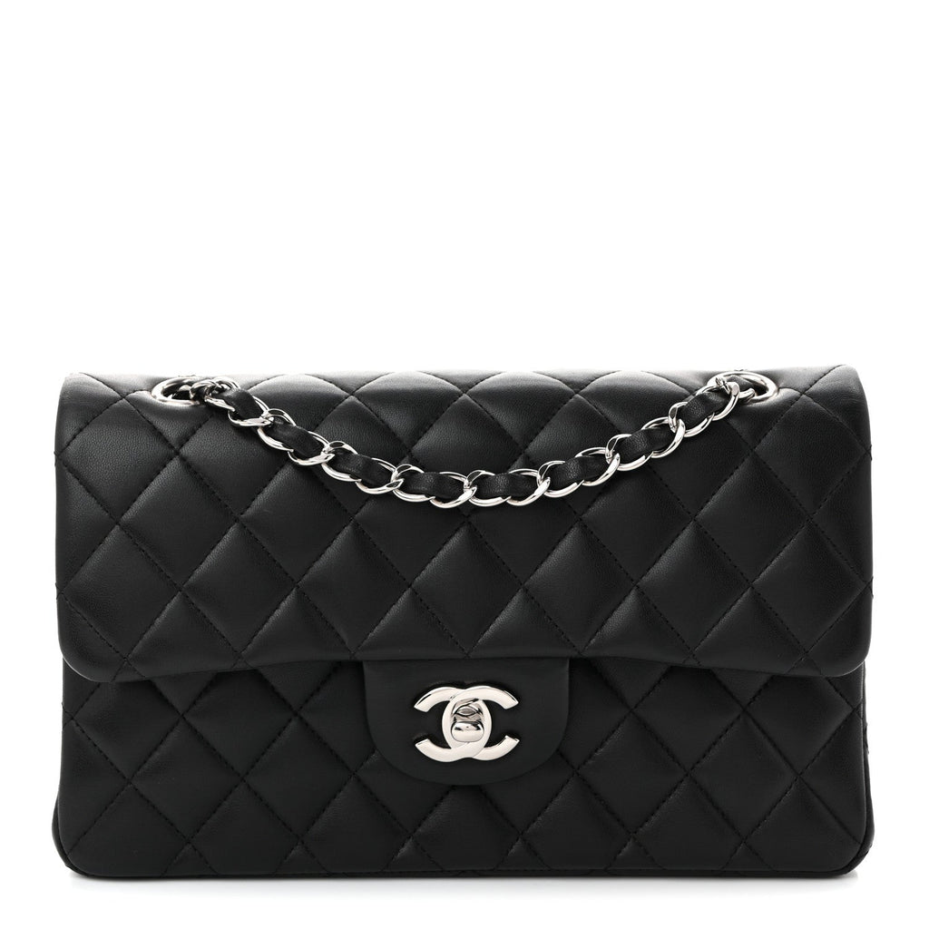 Lambskin Quilted Small Double Flap Black
