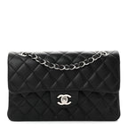 Lambskin Quilted Small Double Flap Black