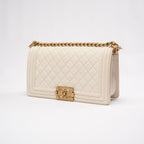 Chanel Medium Le Boy Bag Caviar White 2019