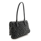 Calfskin Intreccio Rumple Desiree Shoulder Bag Black