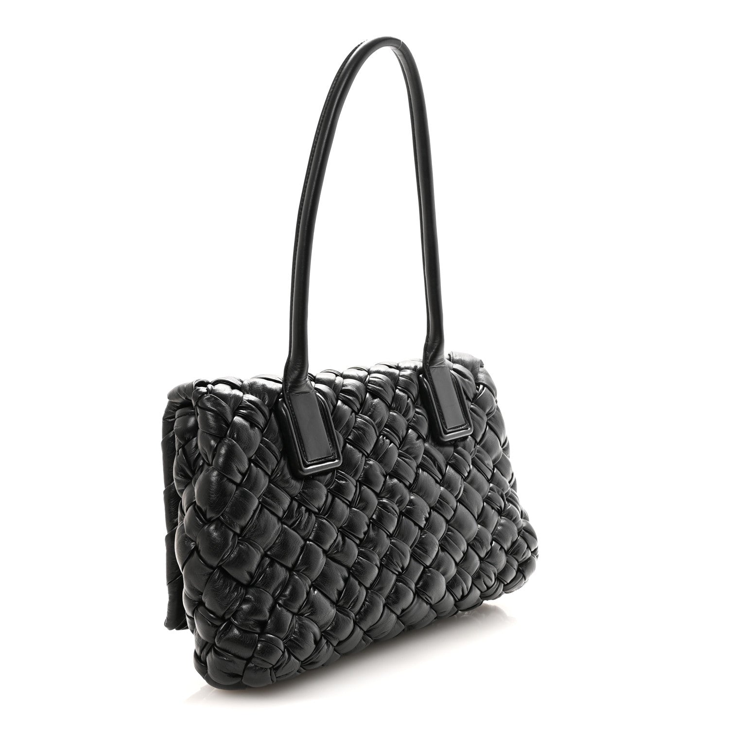 Calfskin Intreccio Rumple Desiree Shoulder Bag Black