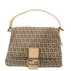 FENDI Mamma Baguette Zucchino Leather Shoulder Bag Beige 8BR001