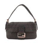 FENDI Mamma Baguette Zucchino Canvas Leather Bag 8BR000