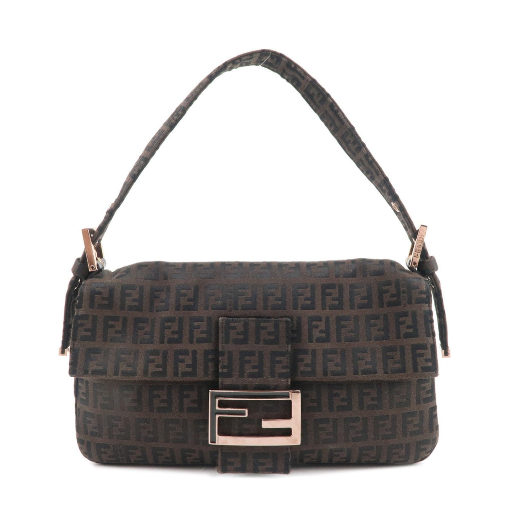 FENDI Mamma Baguette Zucchino Canvas Leather Bag 8BR000