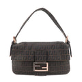 FENDI Mamma Baguette Zucchino Canvas Leather Bag 8BR000
