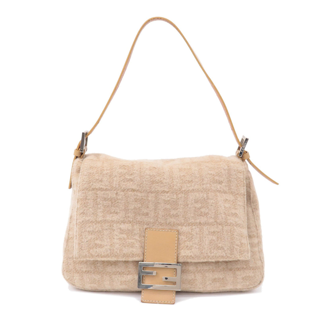 FENDI Mamma Baguette Zucca Wool Leather Shoulder Bag 26325