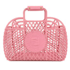 FENDI Logo Plastic Leather Basket Bag Hand Bag Pink 8BH389