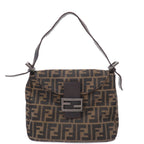 FENDI Mamma Baguette Zucca Canvas Leather Shoulder Bag 8BR004