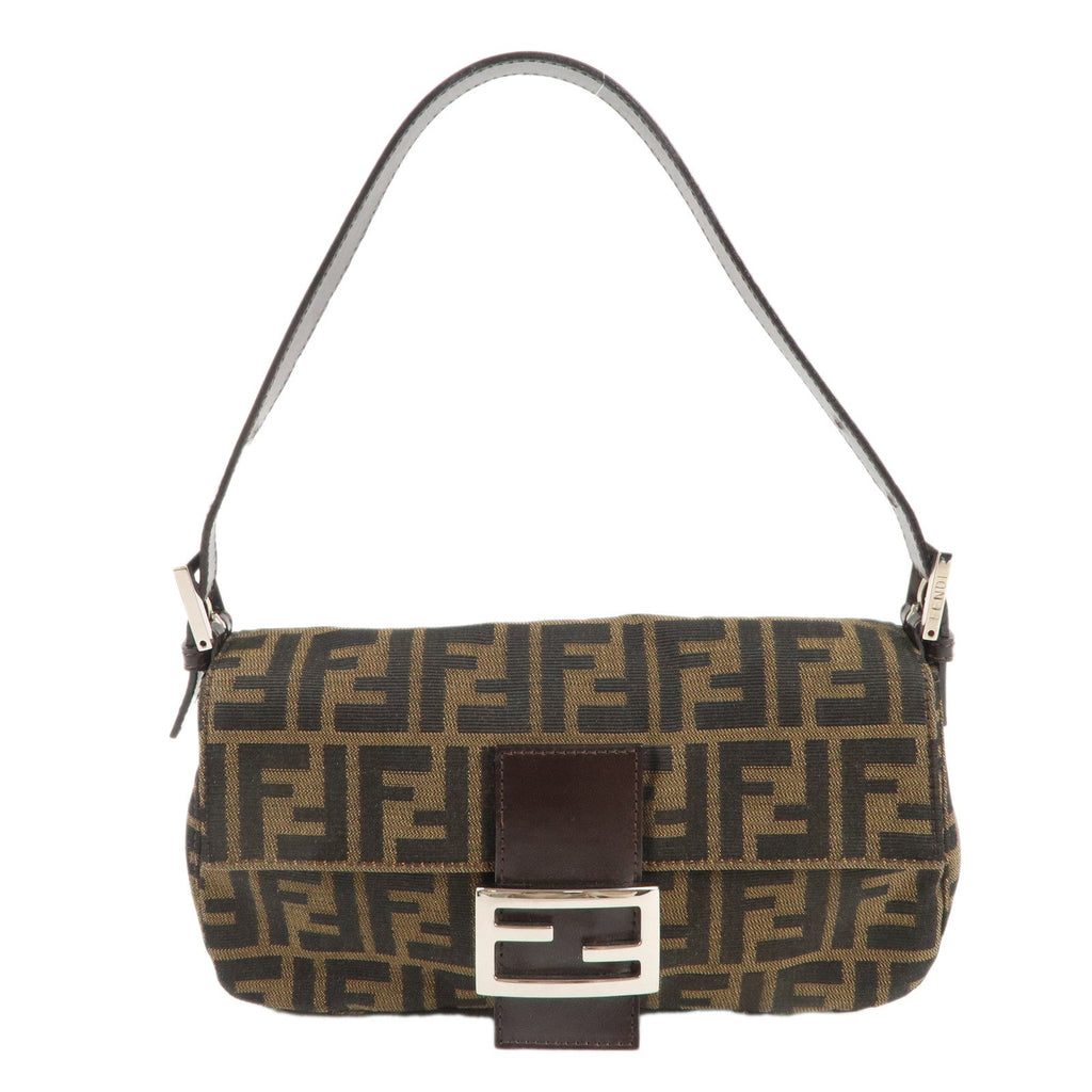 FENDI Mamma Baguette Zucca Canvas Leather Shoulder Bag 26424