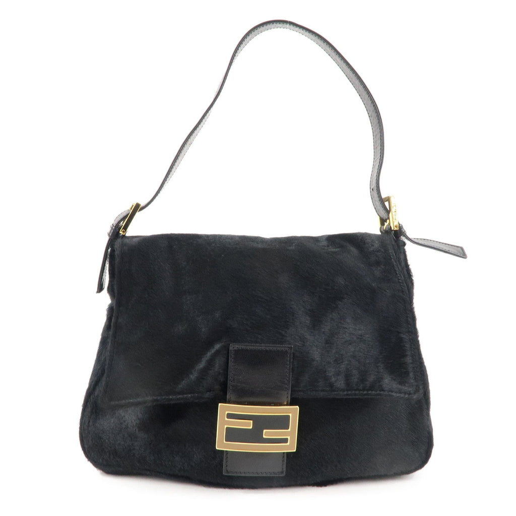 FENDI Mamma Baguette Unborn Calf Leather Shoulder Bag Bleck 26325