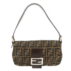 FENDI Mamma Baguette Zucca Canvas Leather Shoulder Bag 26424