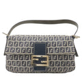 FENDI Mamma Baguette Canvas Shoulder Bag Brown Navy 26424