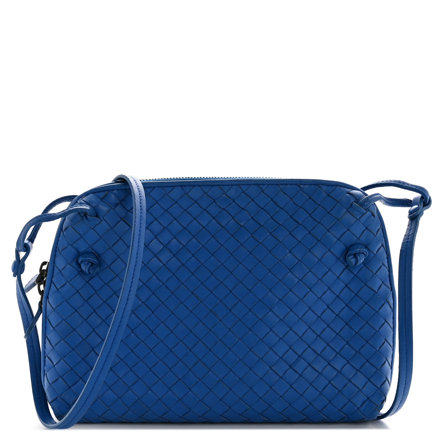Nappa Intrecciato Double Compartment Crossbody Bag Atlantic Blue