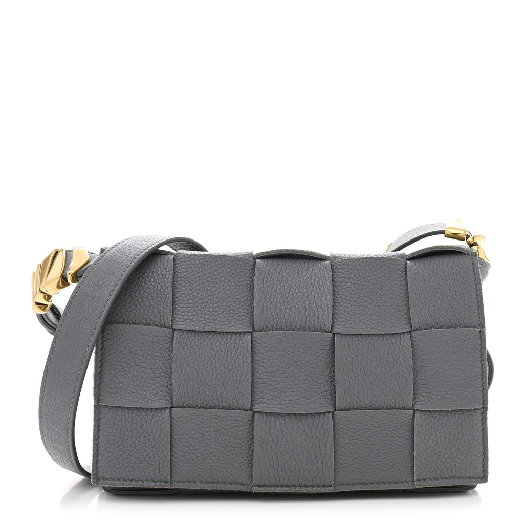 Grained Calfskin Maxi Intrecciato Cassette Crossbody Bag Deep Blue