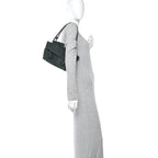 Grained Calfskin Maxi Intrecciato Small Arco Pine Green