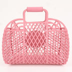 FENDI Logo Plastic Leather Basket Bag Hand Bag Pink 8BH389
