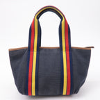FENDI Denim Leather Hand bag Multi Color Navy 7VA165