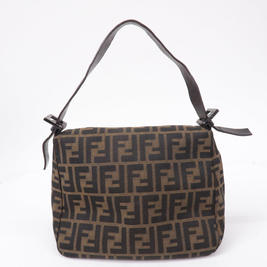 FENDI Mamma Baguette Zucca Canvas Leather Shoulder Bag 8BR004