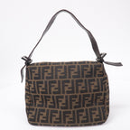 FENDI Mamma Baguette Zucca Canvas Leather Shoulder Bag 8BR004