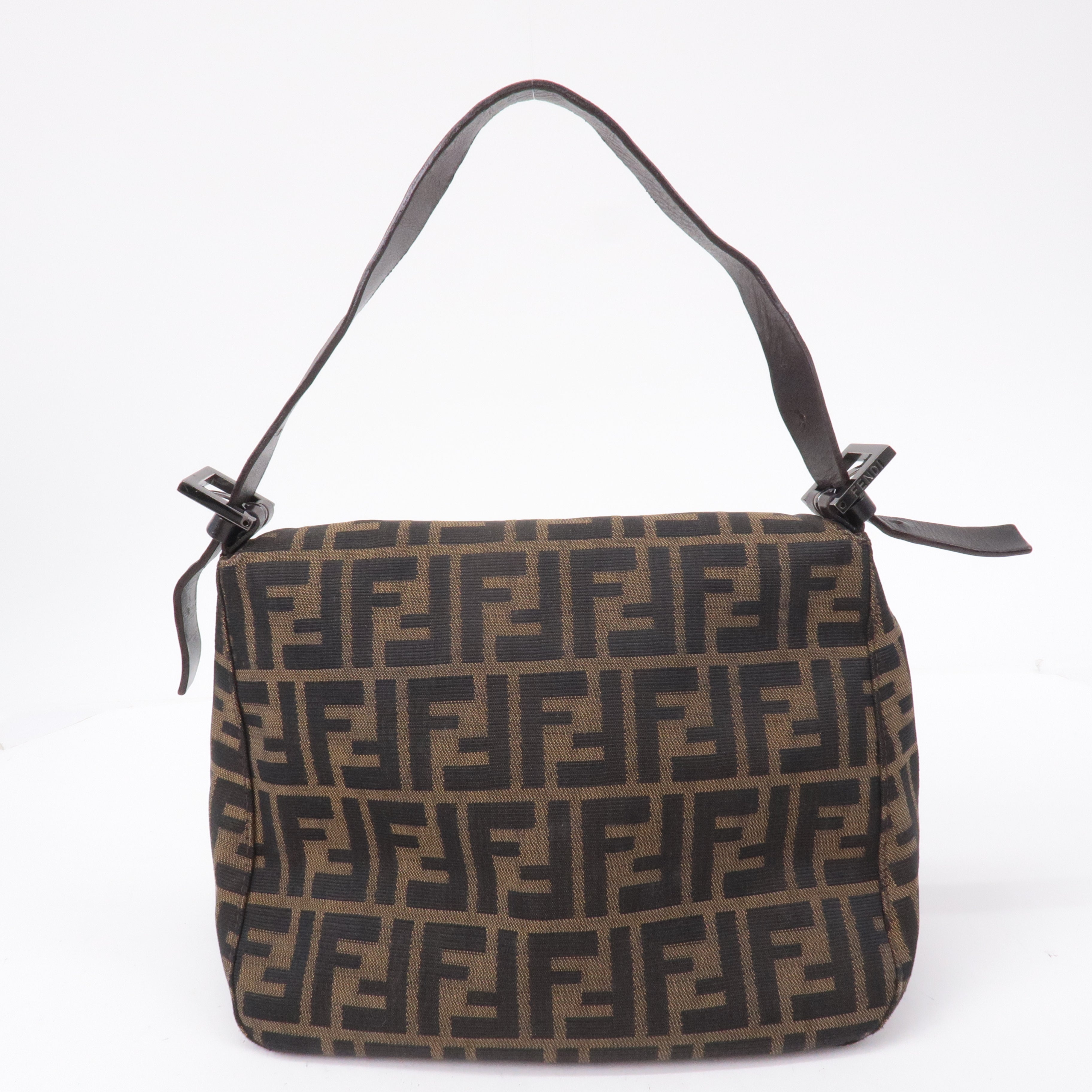 FENDI Mamma Baguette Zucca Canvas Leather Shoulder Bag 8BR004