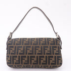 FENDI Mamma Baguette Zucca Canvas Leather Bag Brown 26424