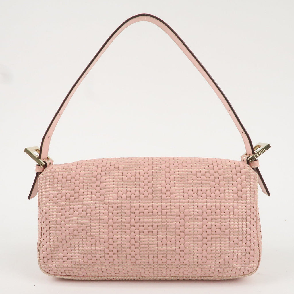 FENDI Mamma Baguette Leather Shoulder Bag Pink 8BR600