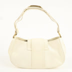 FENDI Leather Shoulder Bag Hand Bag White 8BR396