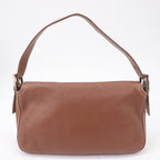 FENDI Mamma Baguette Leather Bag Brown Sliver 8BR003