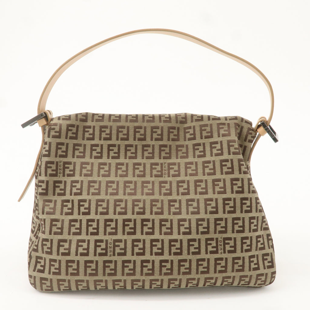 FENDI Mamma Baguette Zucchino Leather Shoulder Bag Beige 8BR001