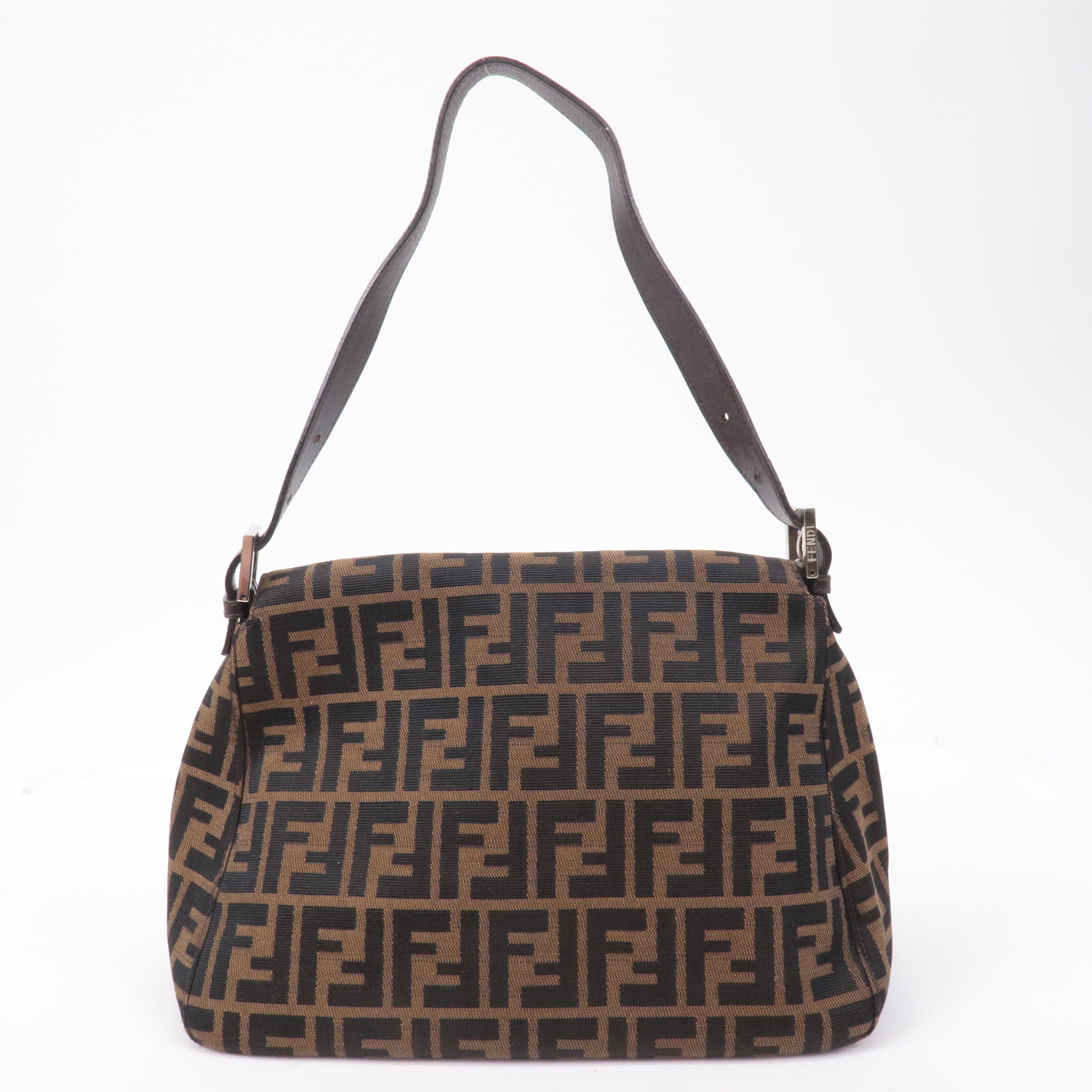FENDI Mamma Baguette Zucca  Canvas Leather Shoulder Bag