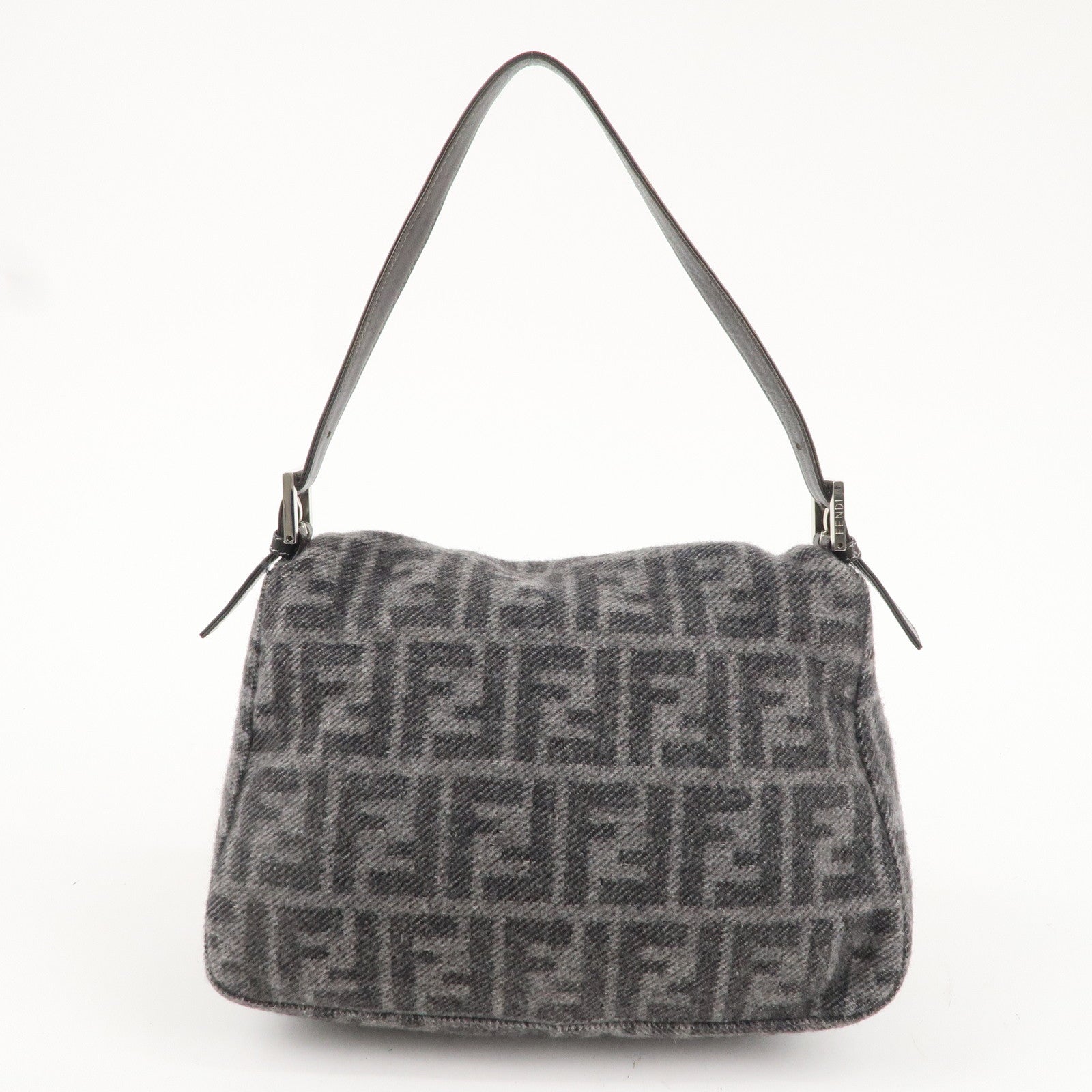 FENDI Mamma Baguette Zucca Wool Leather Shoulder Bag 26325