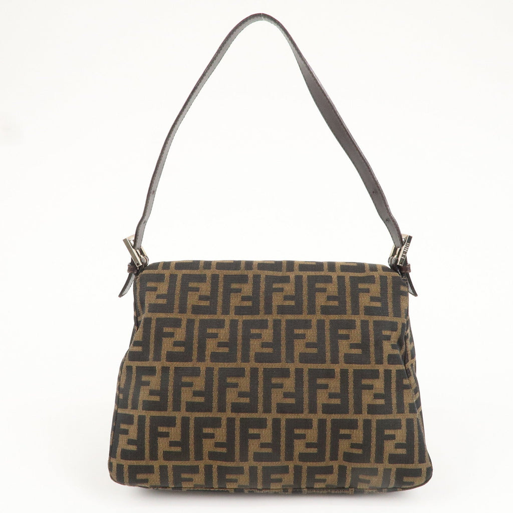 FENDI Mamma Baguette Zucca Canvas Leather Shoulder Bag 26325