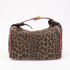 Fendi Canvas Leather Leopard Vanity Bag Brown Red 26348