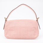 FENDI Mamma Baguette Leather Braided Shoulder Bag Pink 8BR600