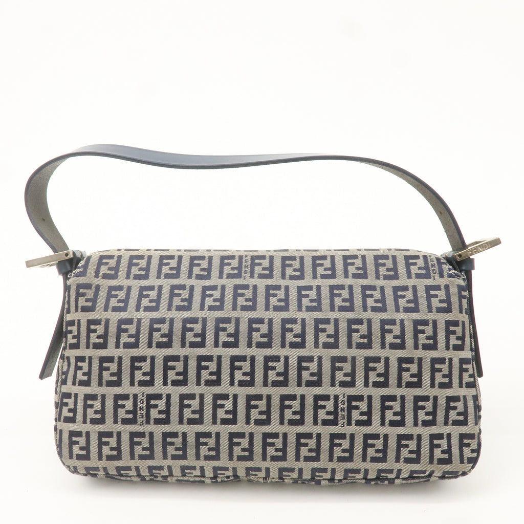 FENDI Mamma Baguette Canvas Shoulder Bag Brown Navy 26424