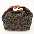 FENDI Leopard Canvas Leather Vanity Bag Cosmetic Pouch 263600