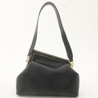 FENDI Leather First Medium 2Way Clutch Shoulder Bag Black 8BL127