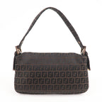 FENDI Mamma Baguette Zucchino Canvas Leather Bag 8BR000