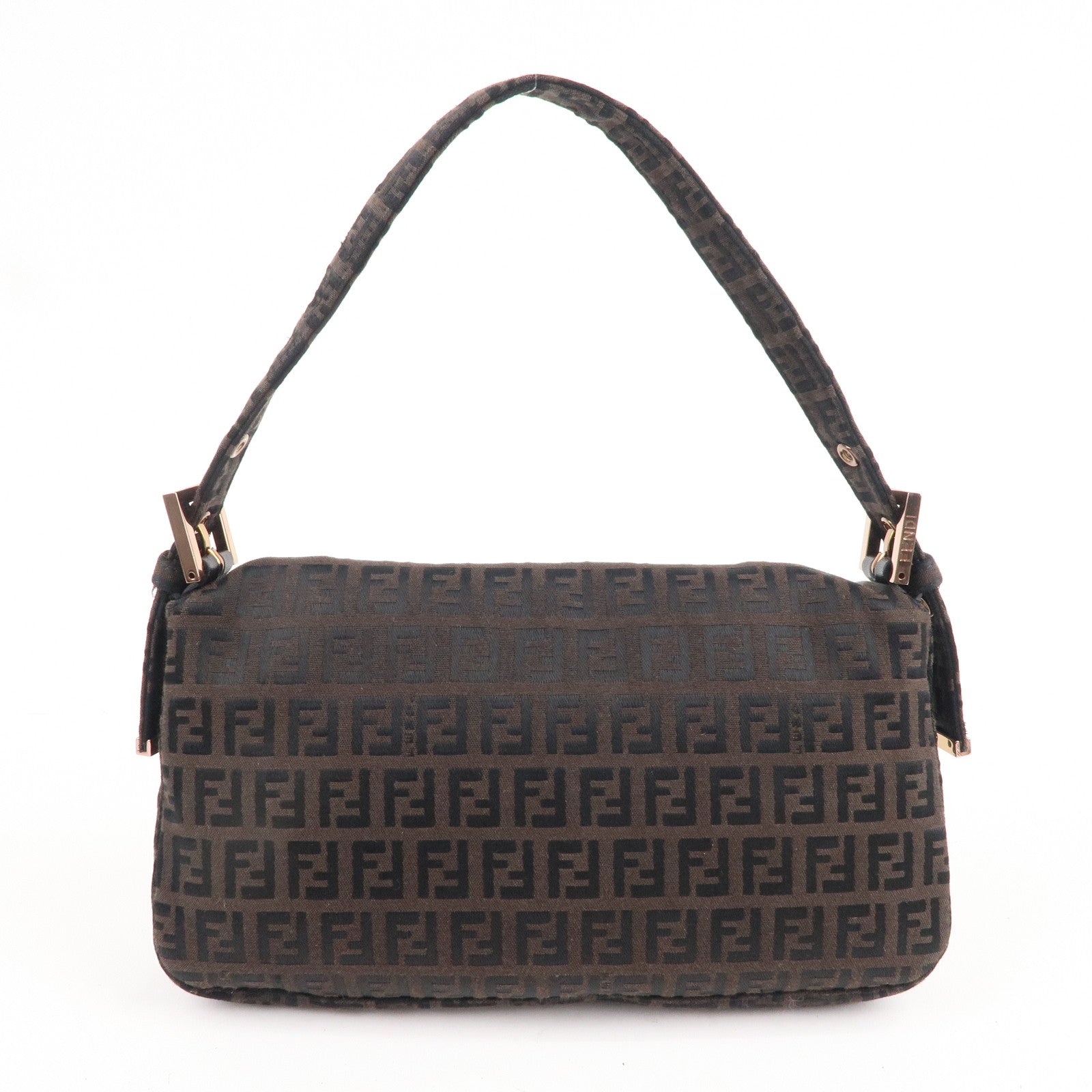 FENDI Mamma Baguette Zucchino Canvas Leather Bag 8BR000
