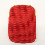 FENDI Baguette Knit Cell Phone Case Shoulder Bag Red 7AR966