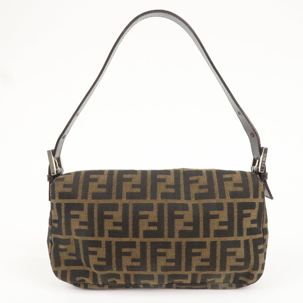 FENDI Mamma Baguette Zucca Canvas Leather Shoulder Bag 26424