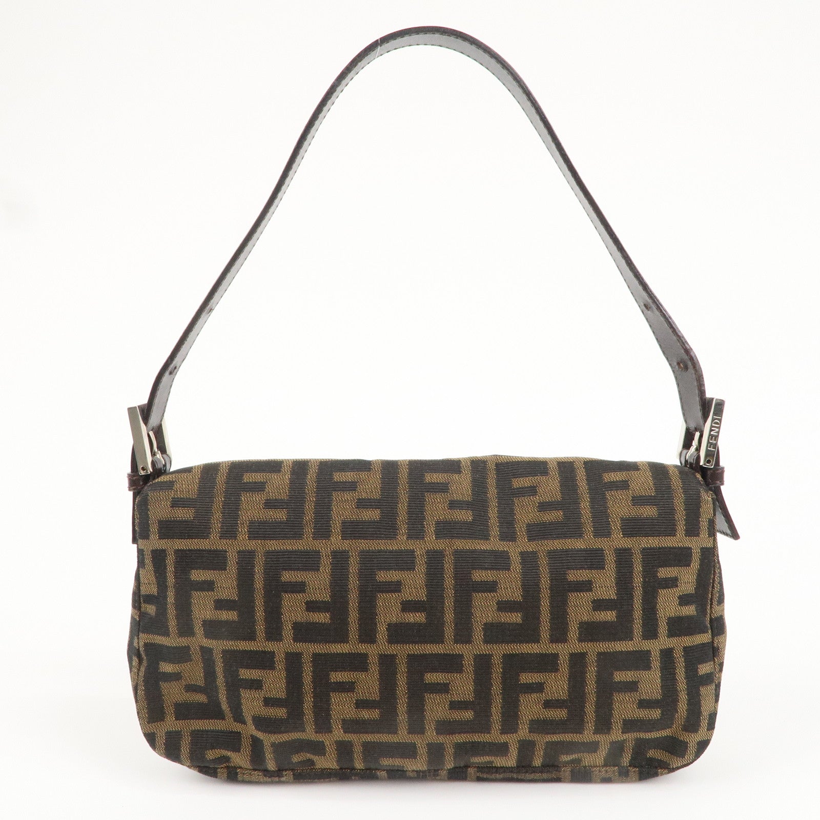 FENDI Mamma Baguette Zucca Canvas Leather Shoulder Bag 26424