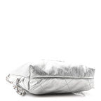 Metallic Calfskin Quilted Chanel 22 Backpack Silver