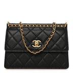 Caviar Quilted Chain Frame Flap Black