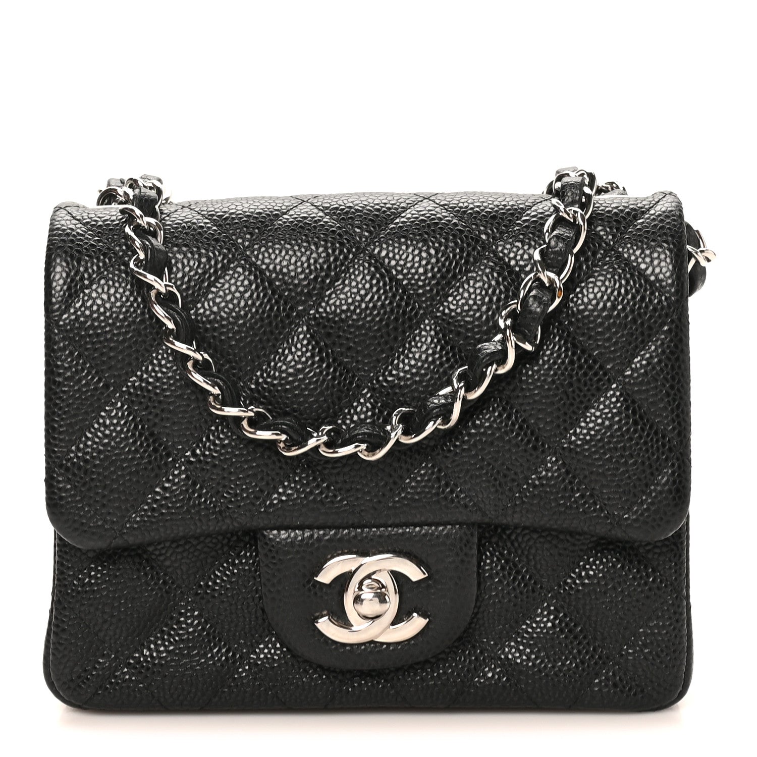 Caviar Quilted Mini Square Flap Black